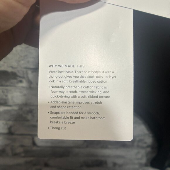 NWT Lululemon Stretch Cotton Rib Crewneck SS Bodysuit Thong Size XL (BLK) - Picture 13 of 15